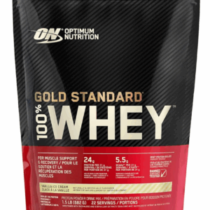 Optimum Nutrition Gold Standard 100% Whey Protein, Vanilla Ice Cream (1.5 lb, 22 Servings)